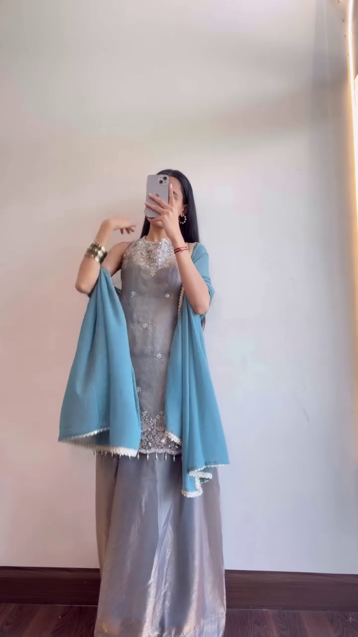 Royal Mustard Embroidered Kurta Sharara Set with Dupatta