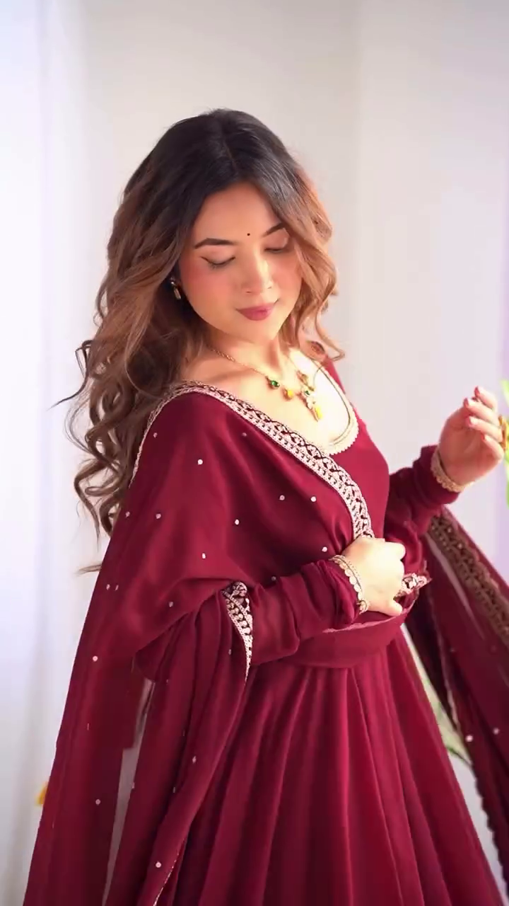 Royal Wine Maroon Anarkali Suit Set