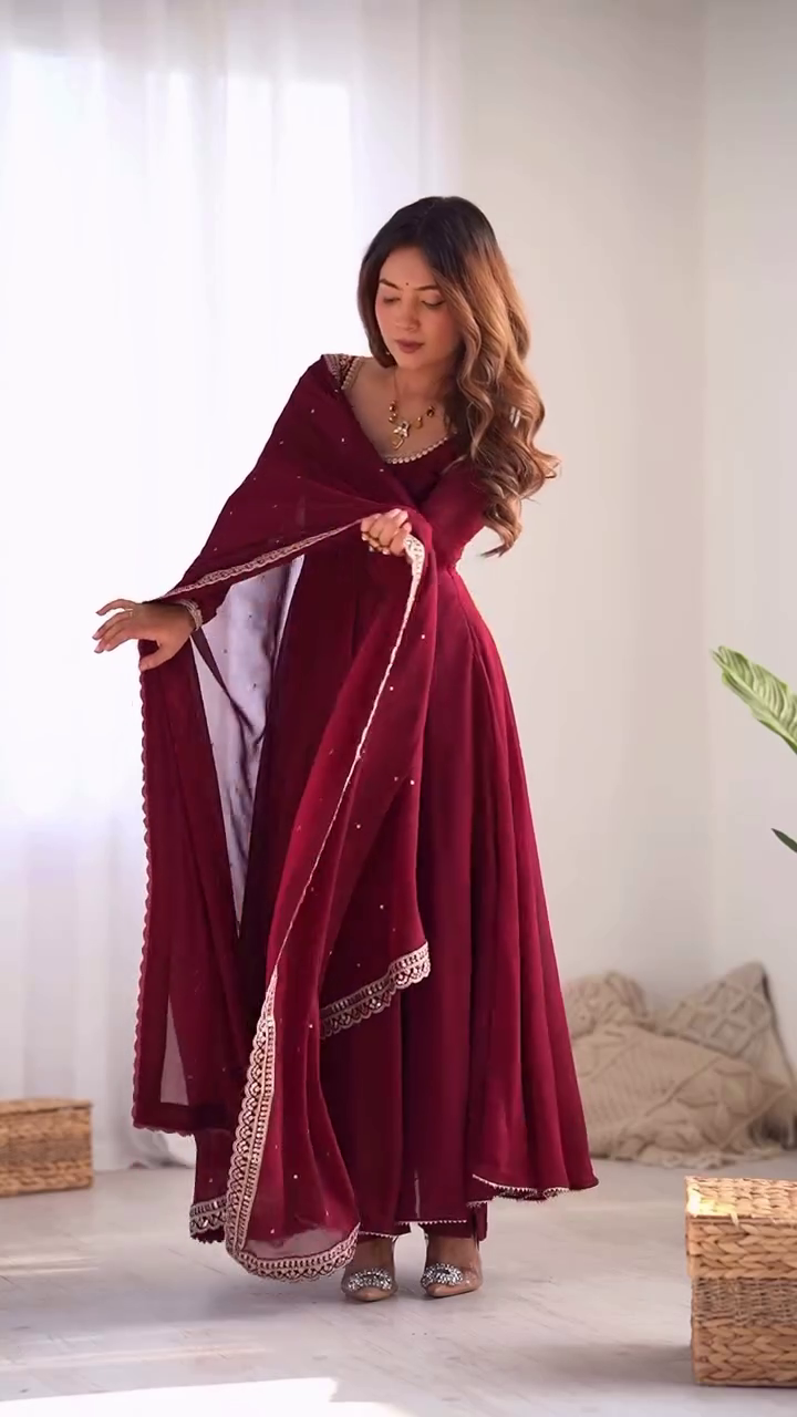 Royal Wine Maroon Anarkali Suit Set