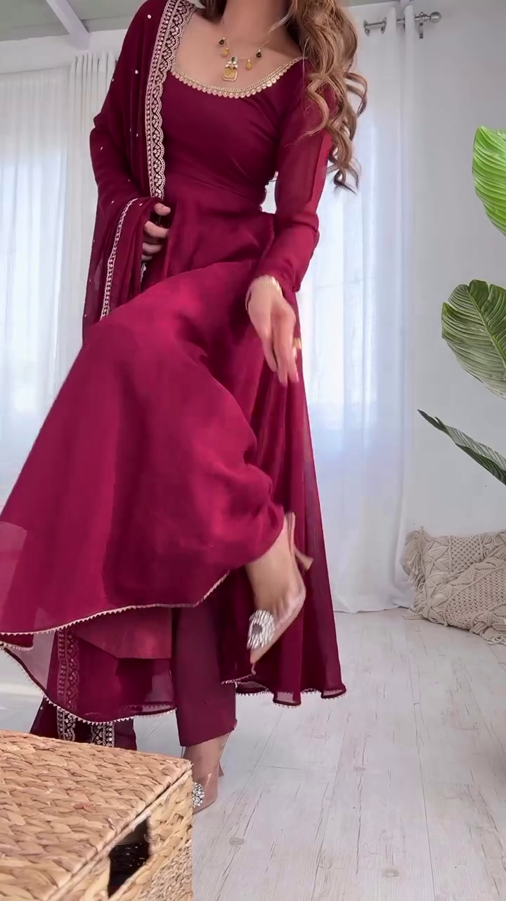 Royal Wine Maroon Anarkali Suit Set