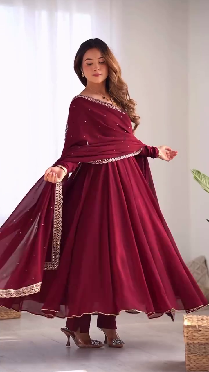 Royal Wine Maroon Anarkali Suit Set