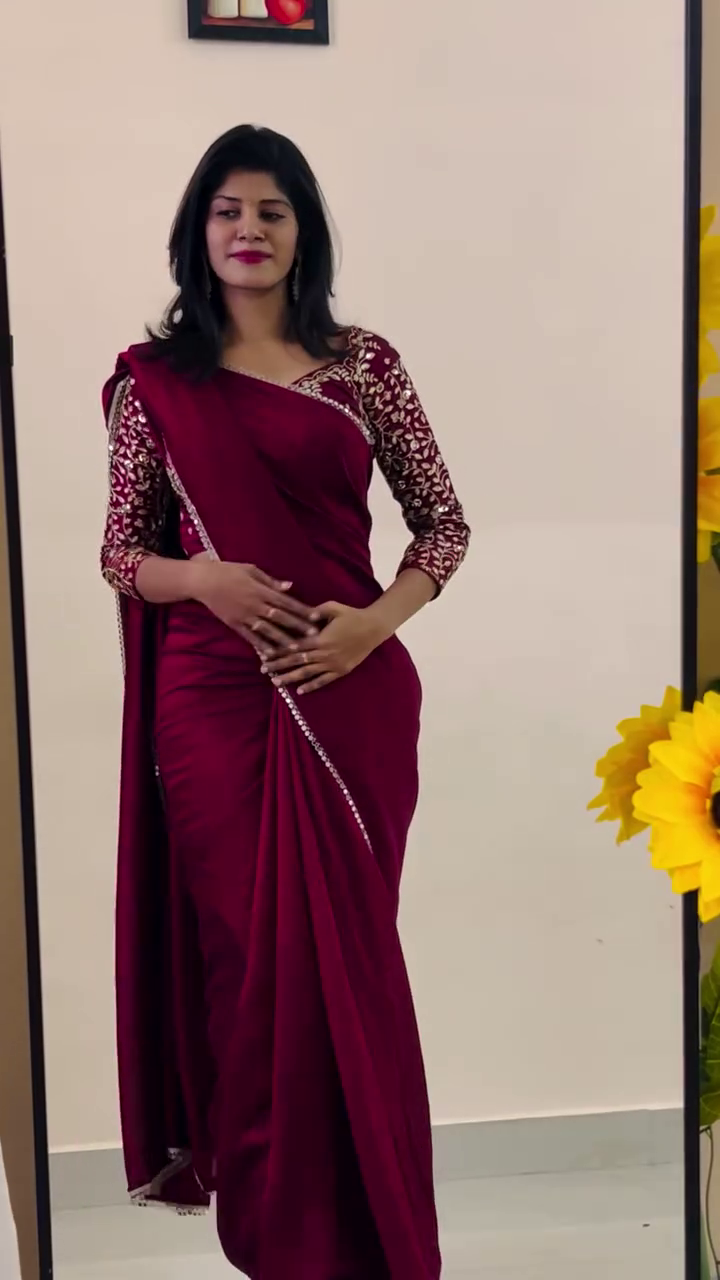 Elegant Maroon Party Wear Saree