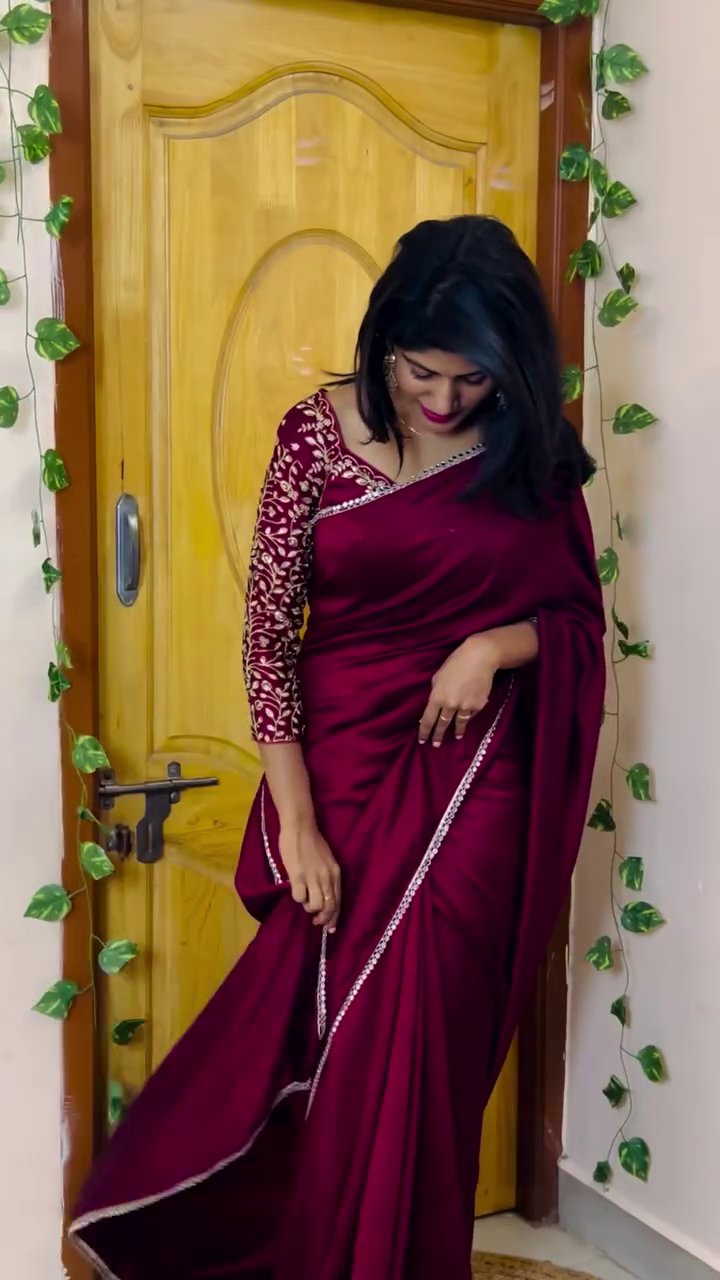 Elegant Maroon Party Wear Saree