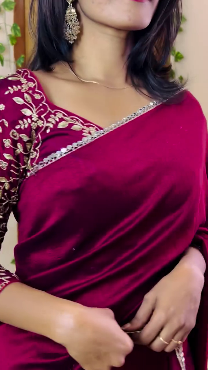 Elegant Maroon Party Wear Saree