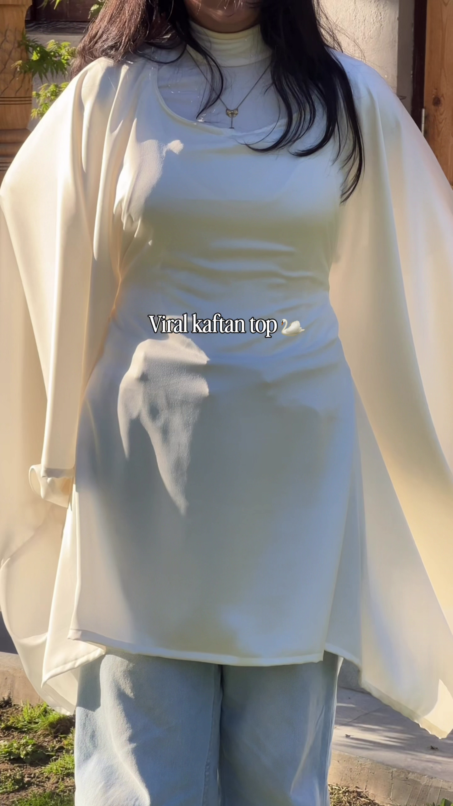 Premium White Kaftan Sleeve Tunic Top