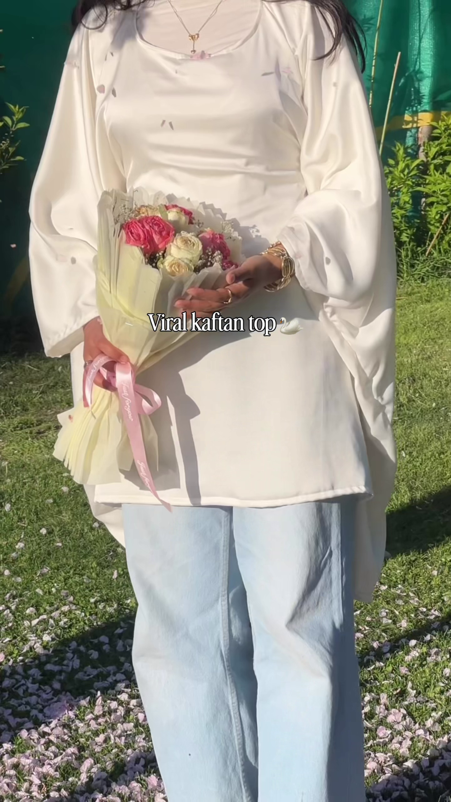 Premium White Kaftan Sleeve Tunic Top
