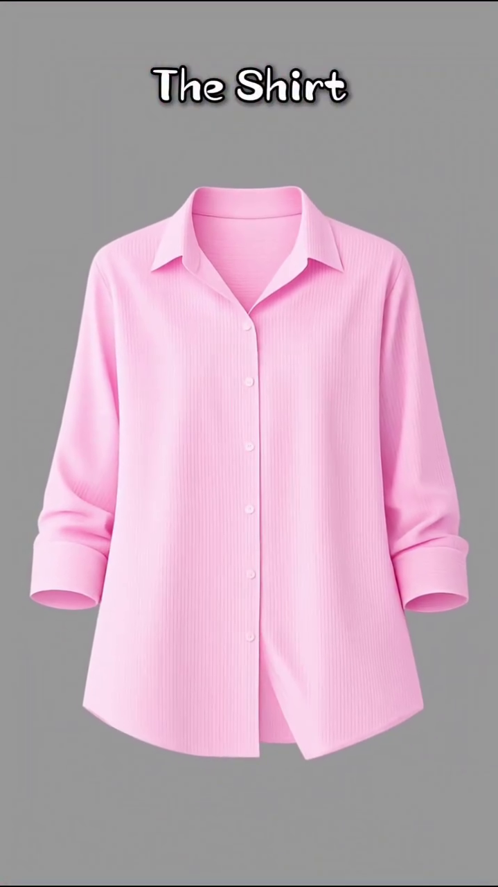 Women's Casual Pink Oversized Shirt with White Crop Top