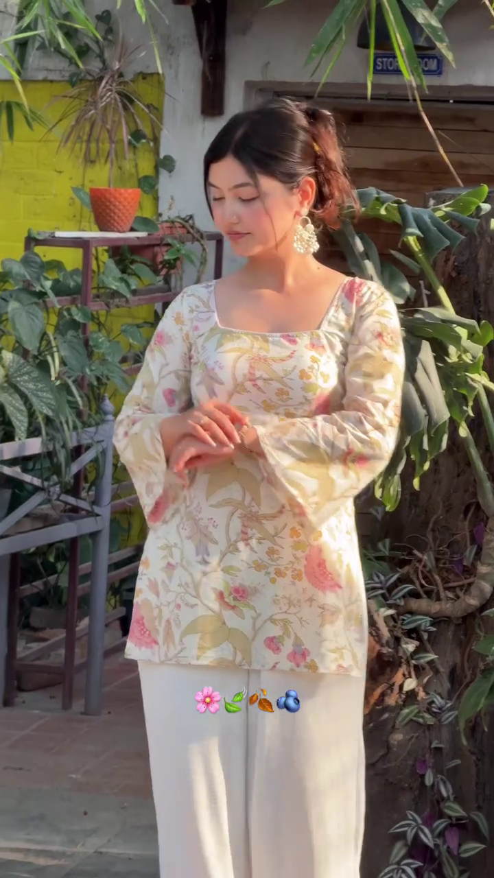 Women's Pink Floral Printed Cotton Kurta Set