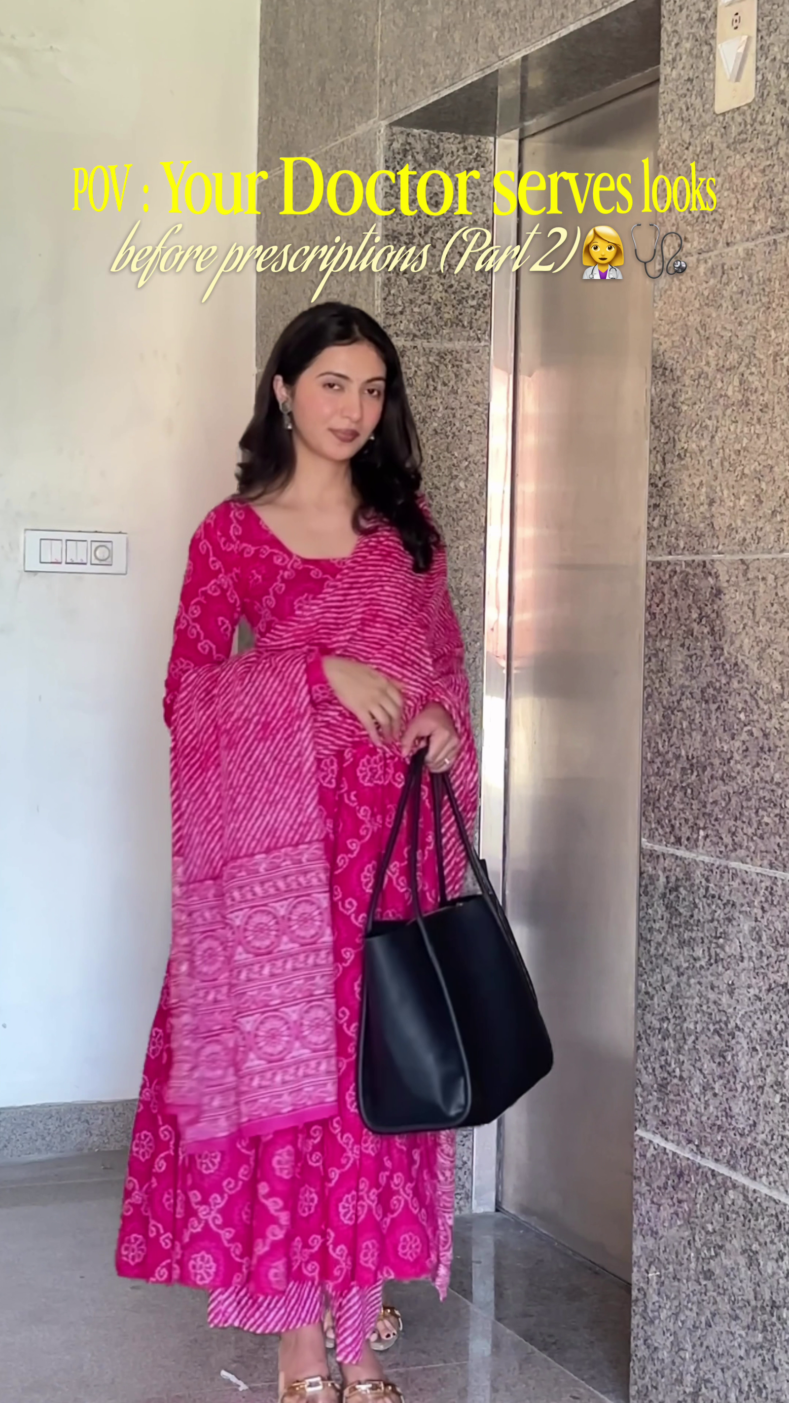 Women's Bright Pink Printed Kurta Set