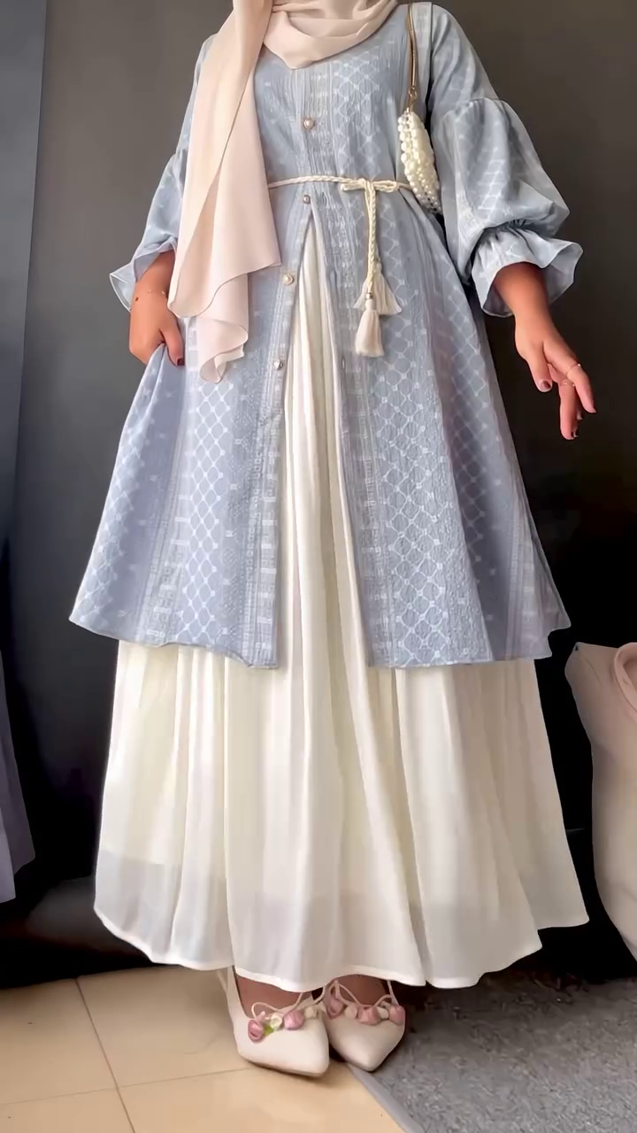 Women's White Embroidered Long Jacket Style Kurta Set