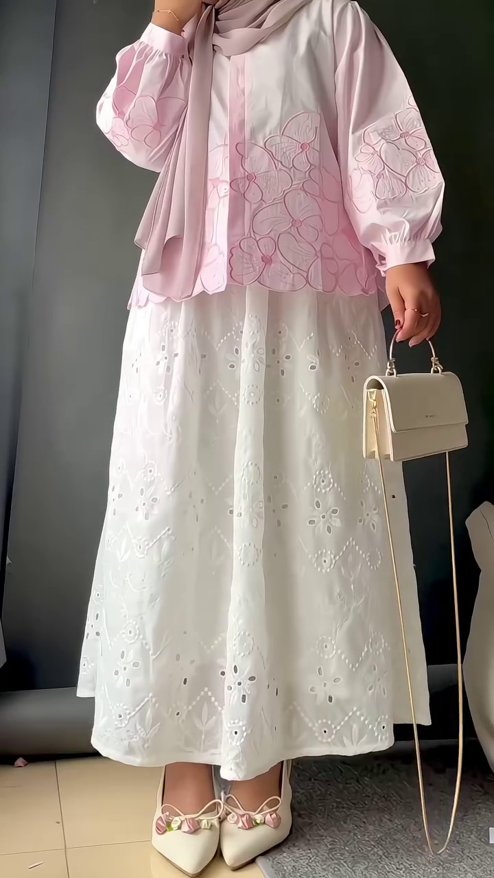 Women's White Embroidered Long Jacket Style Kurta Set
