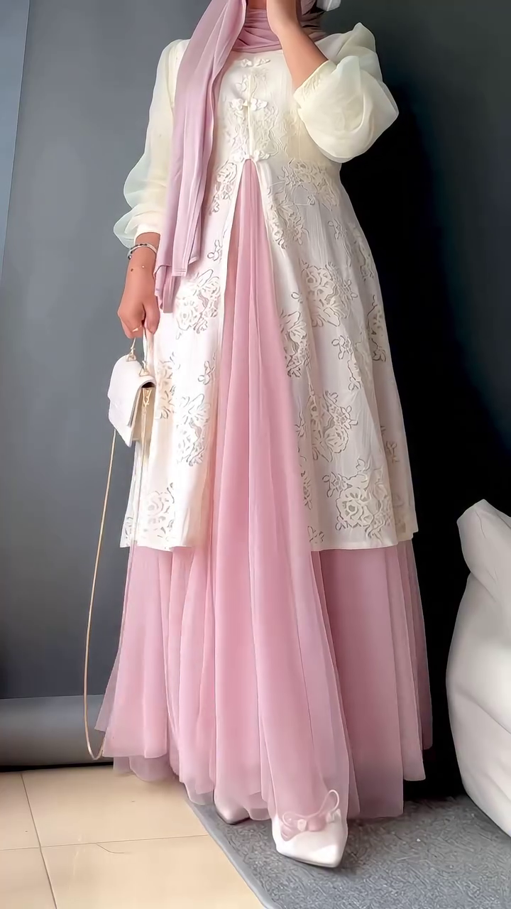 Women's White Embroidered Long Jacket Style Kurta Set