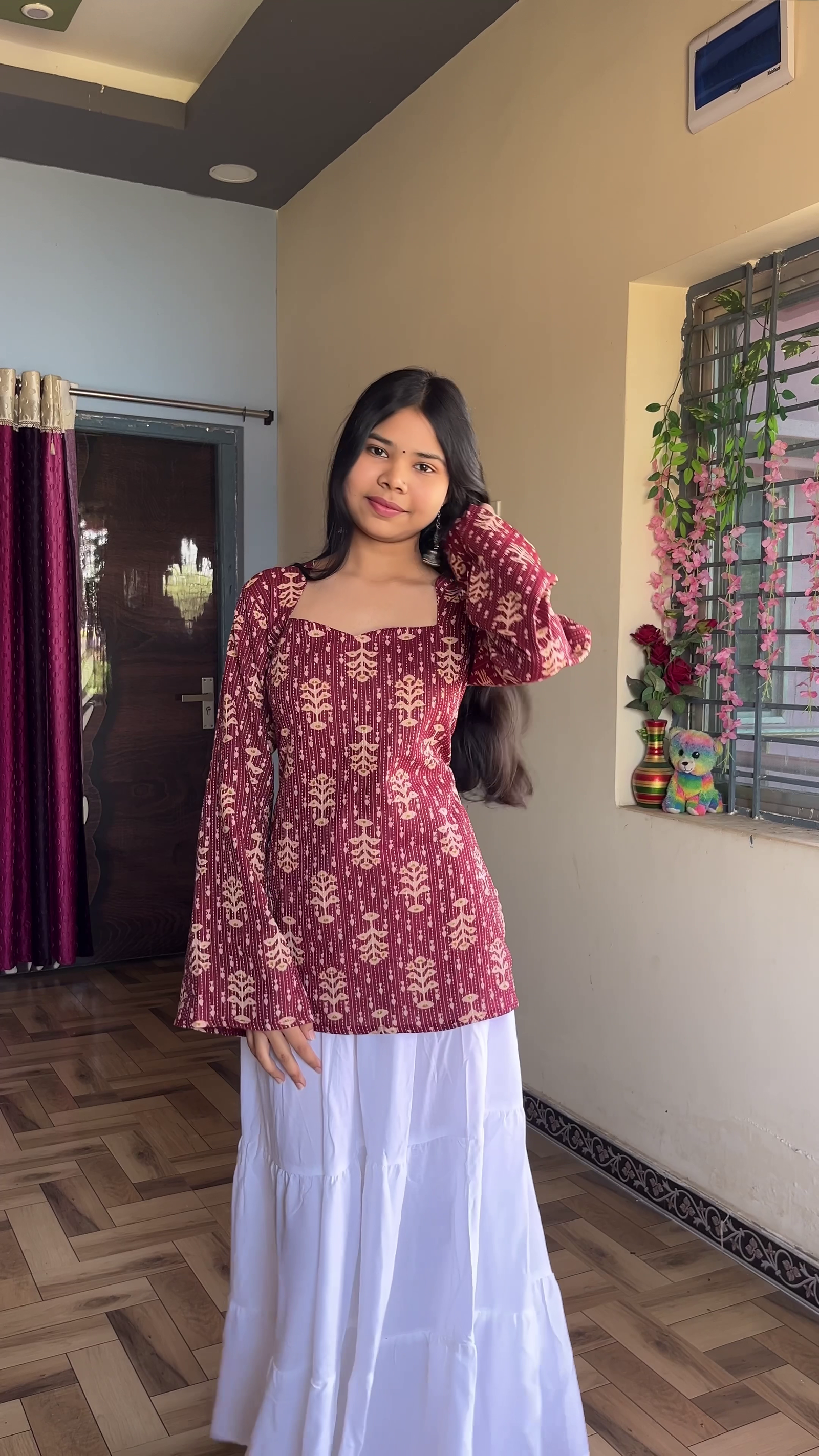 Women's Navy Blue Printed A-Line Kurta Set