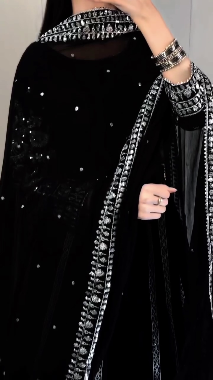Women's Black Anarkali Gown with Designer Dupatta