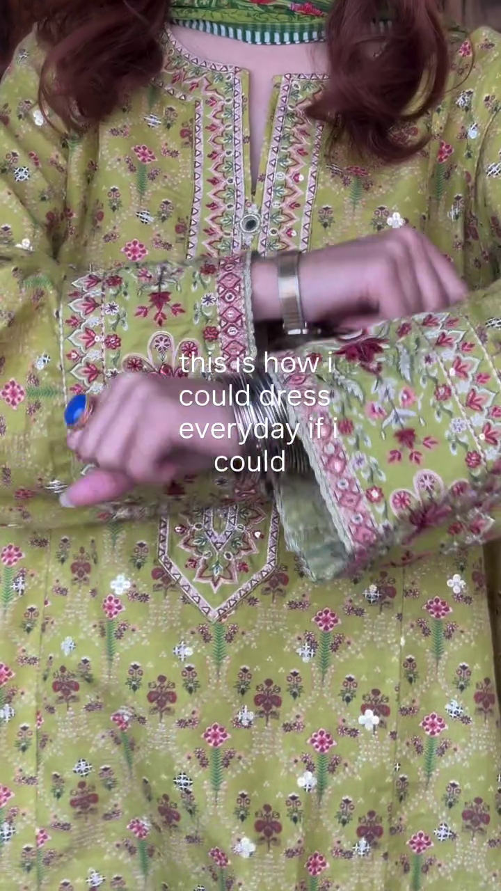 Women's Olive Green Floral Printed Long Anarkali Kurta