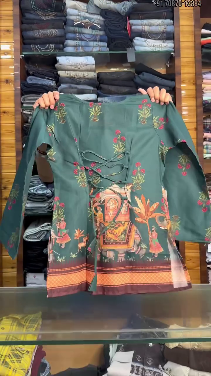 Off-White Printed Cotton Straight Kurta Set