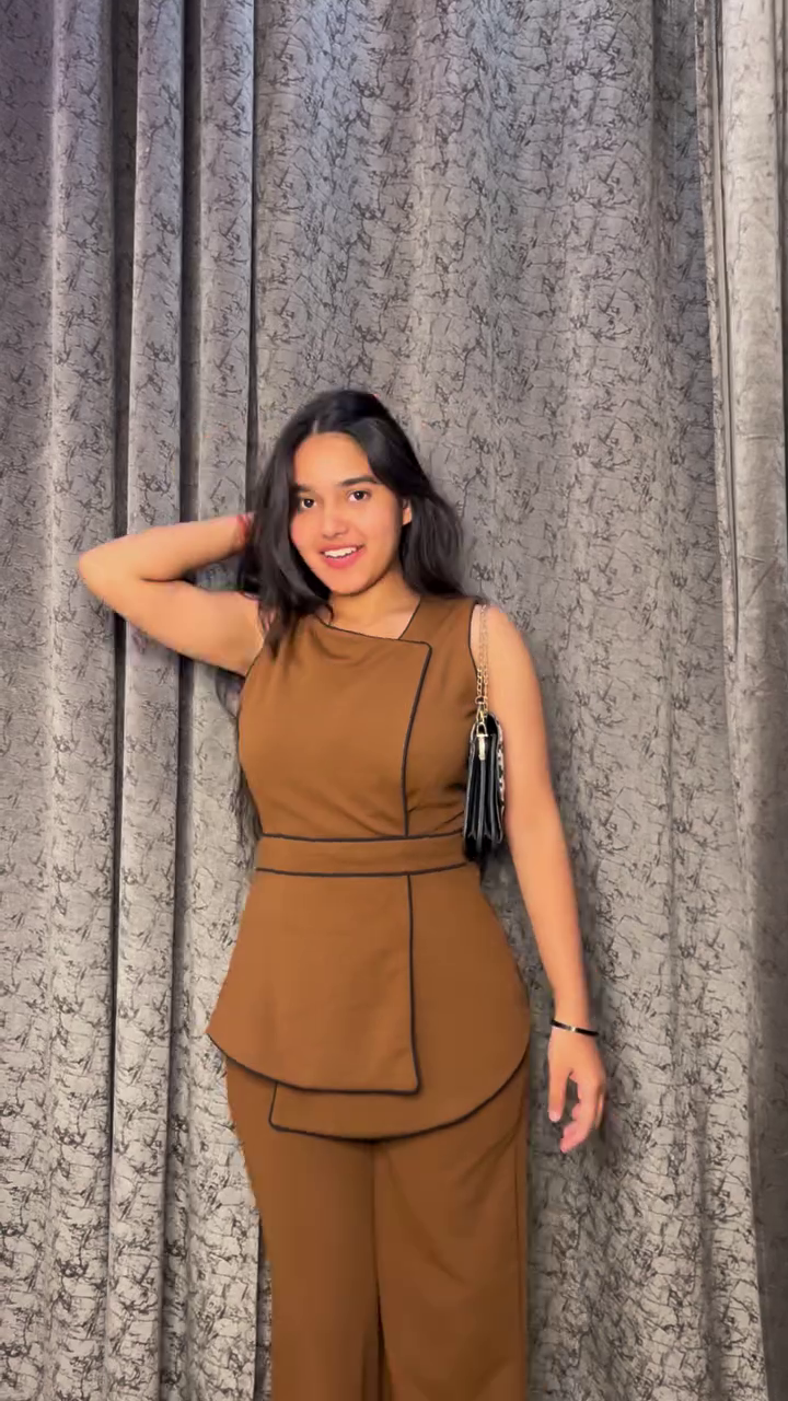 Chic Mocha Brown Sleeveless Peplum Co-Ord Set