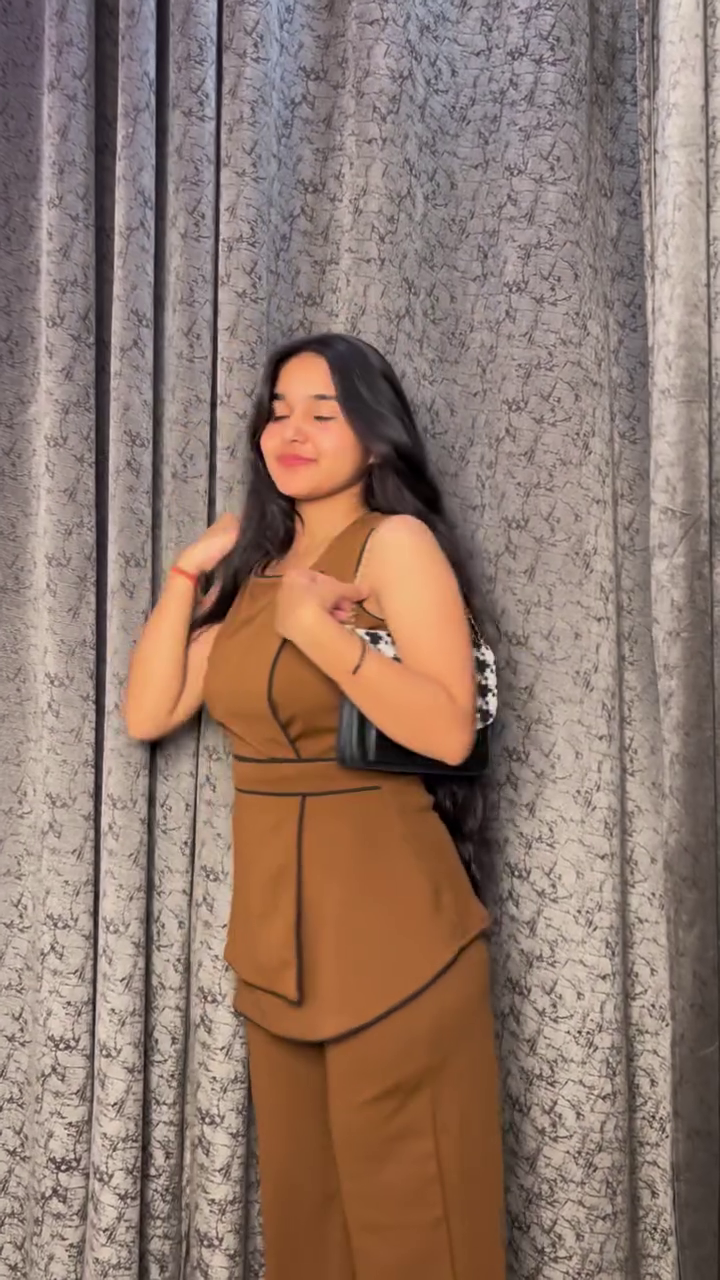 Chic Mocha Brown Sleeveless Peplum Co-Ord Set