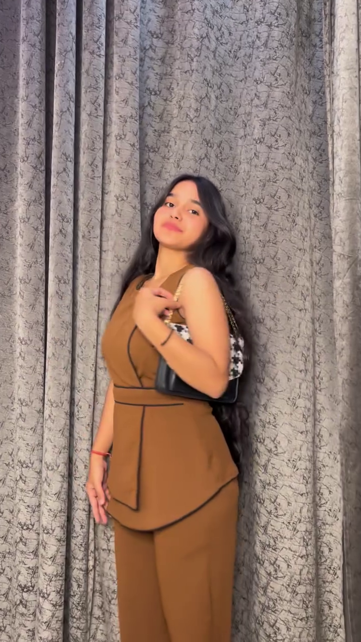 Chic Mocha Brown Sleeveless Peplum Co-Ord Set