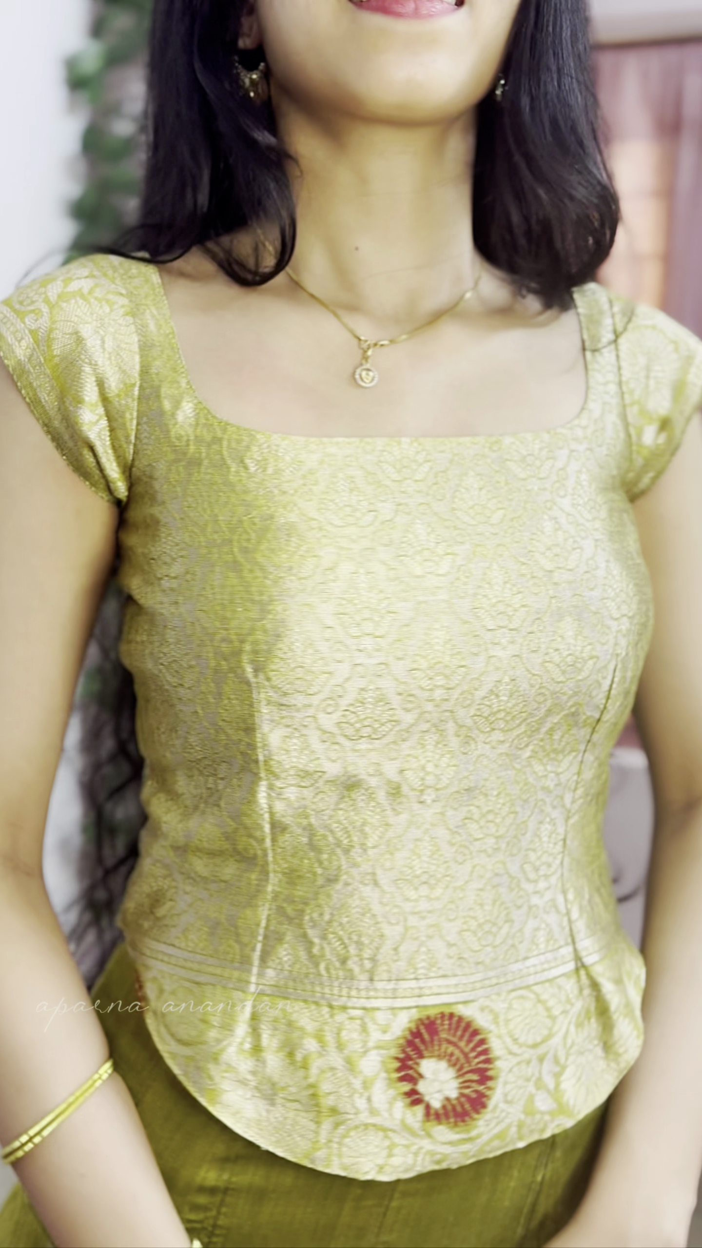 Olive Green Designer Lehenga Skirt with Gold Blouse