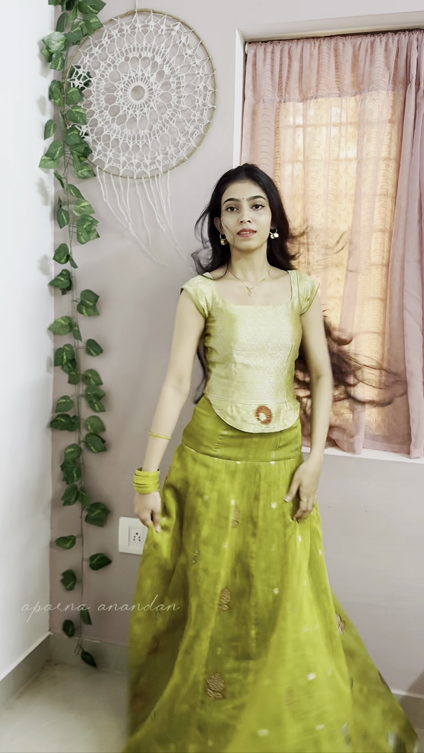 Olive Green Designer Lehenga Skirt with Gold Blouse