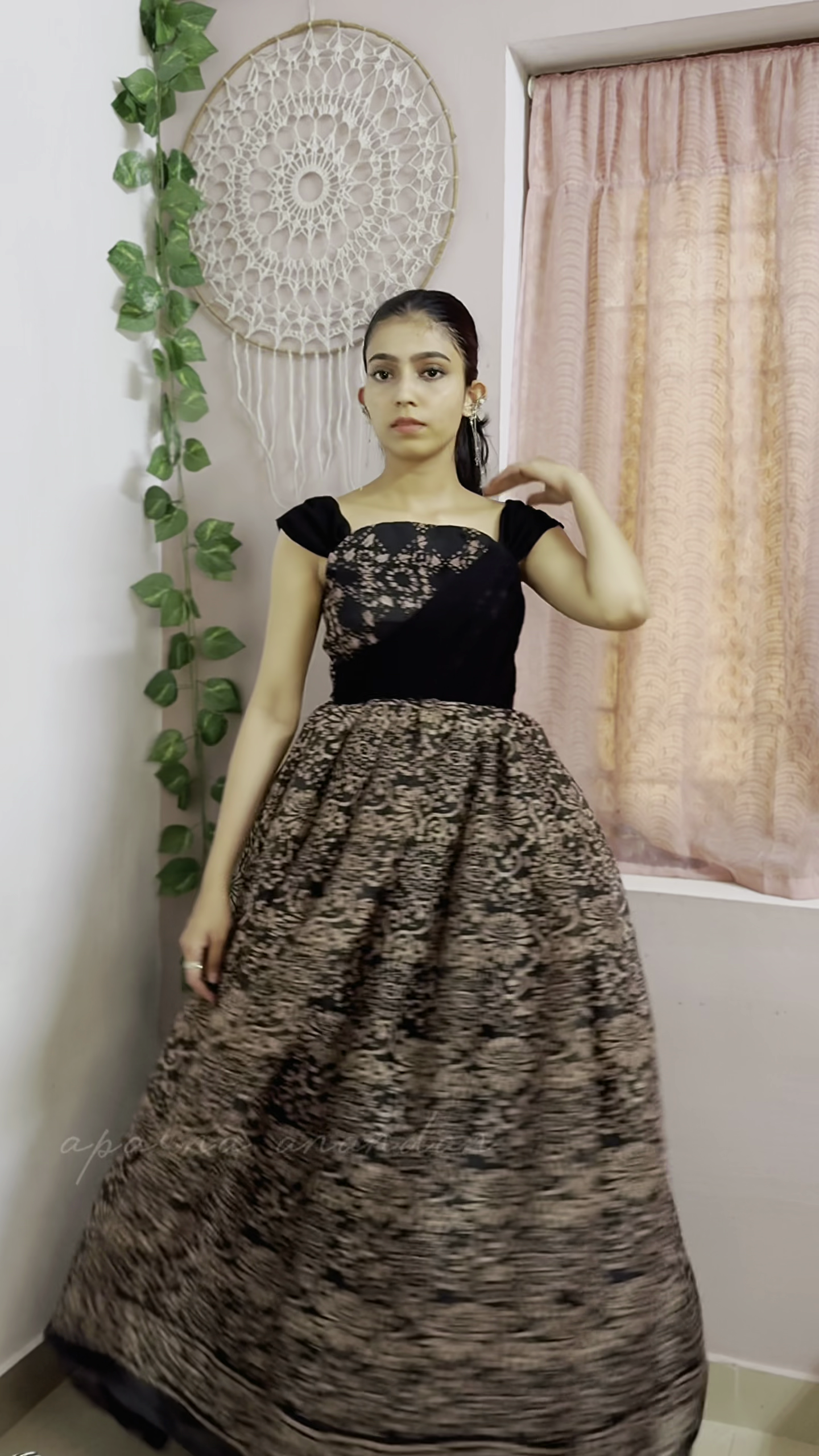 Black Floral Jacquard Designer Ball Gown