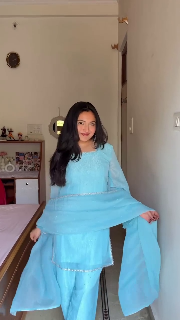 Sky Blue Elegance Embellished Salwar Suit Set