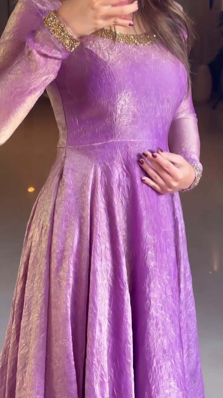 Royal Orchid Silk Blend Anarkali Suit with Dupatta