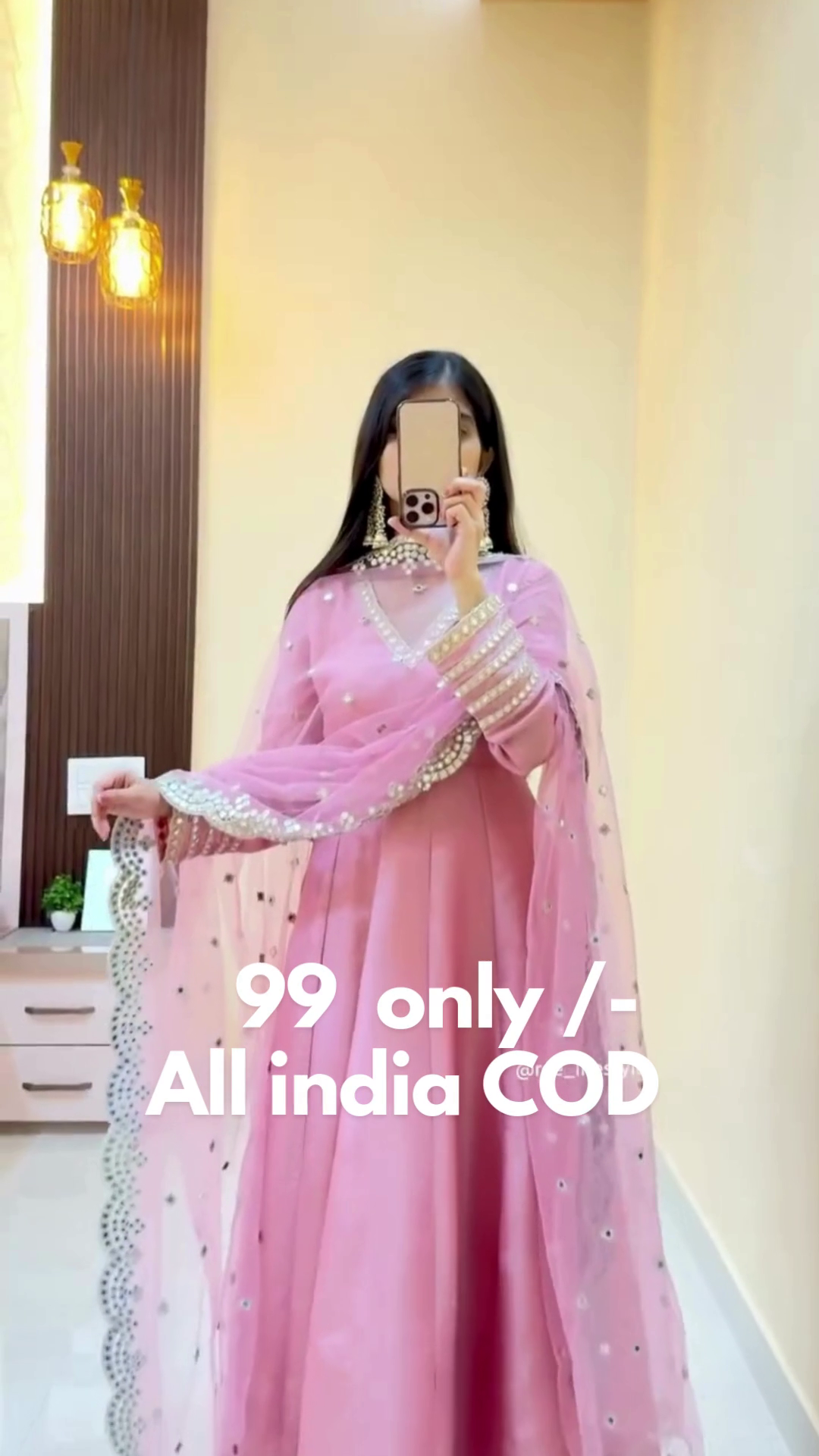 Pink Embroidered Anarkali Suit Set