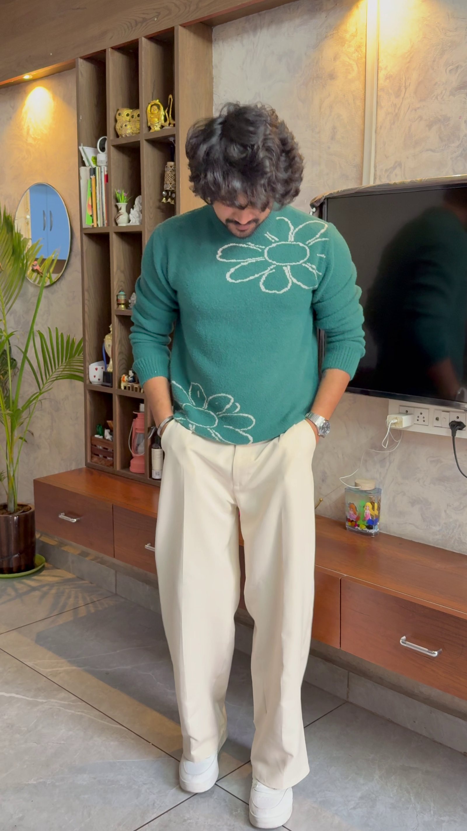 Men's Royal Blue Knit Casual Sweater
