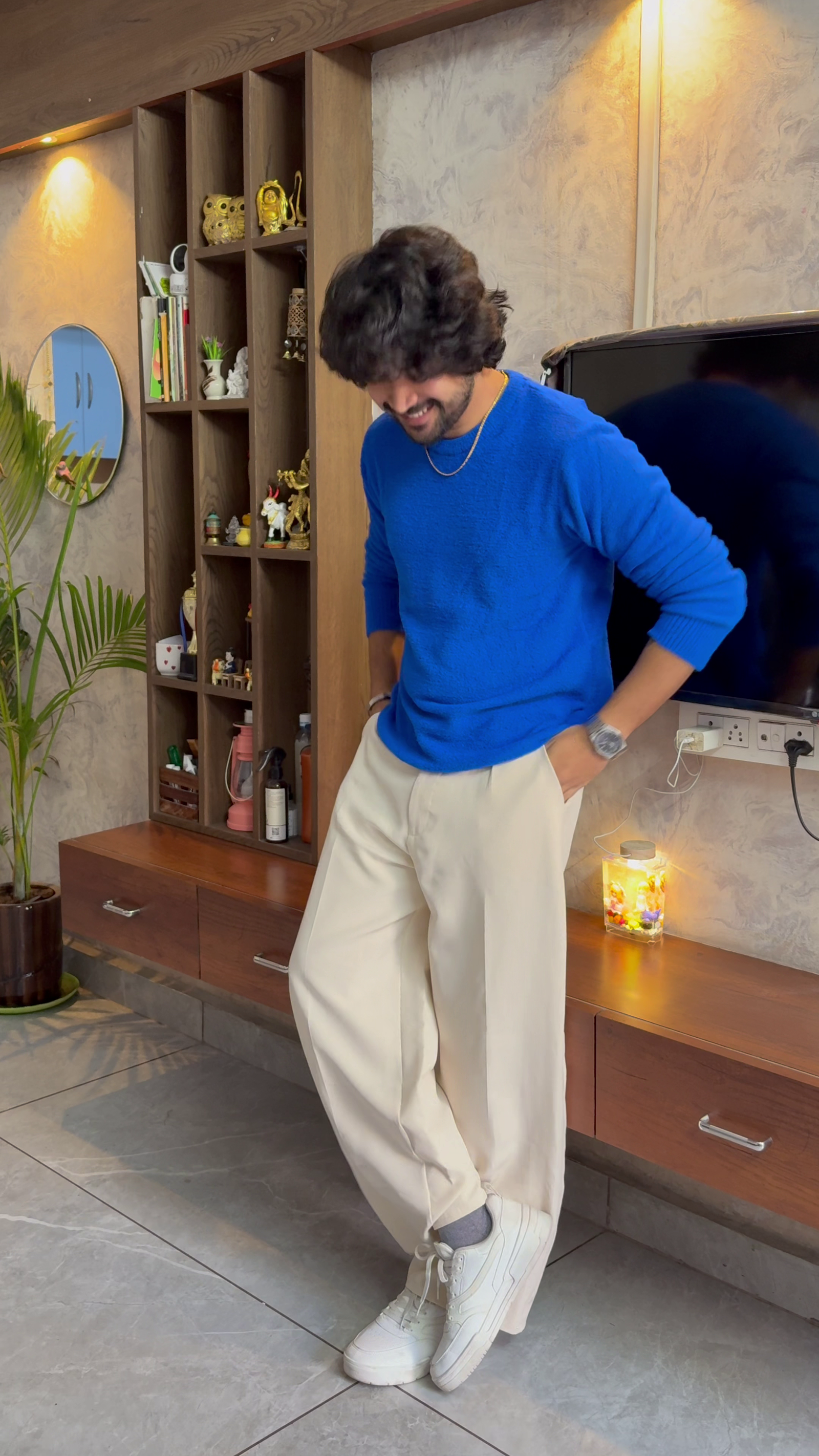 Men's Royal Blue Knit Casual Sweater