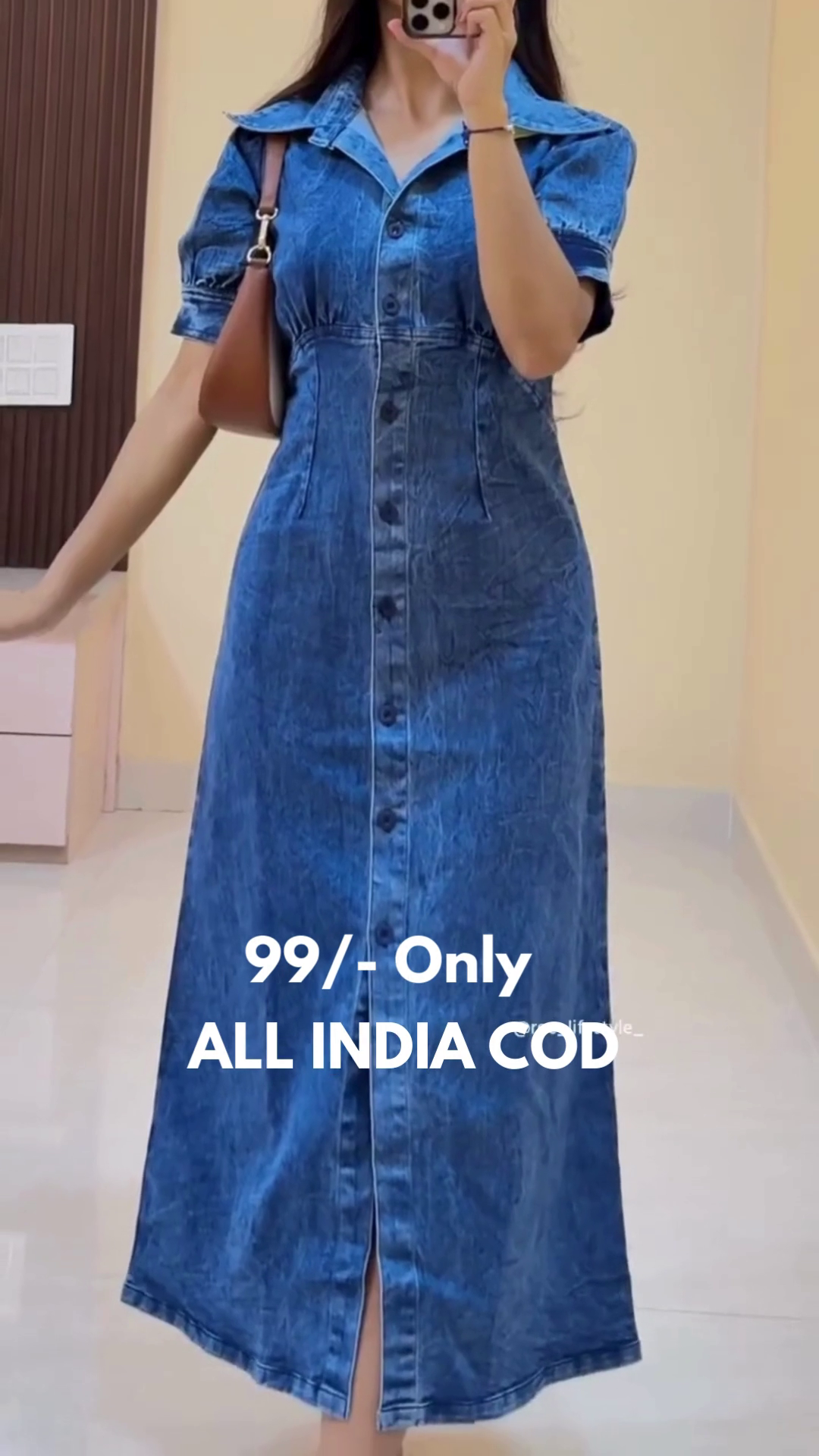 Women's Vintage Denim Button-Down Maxi Dress