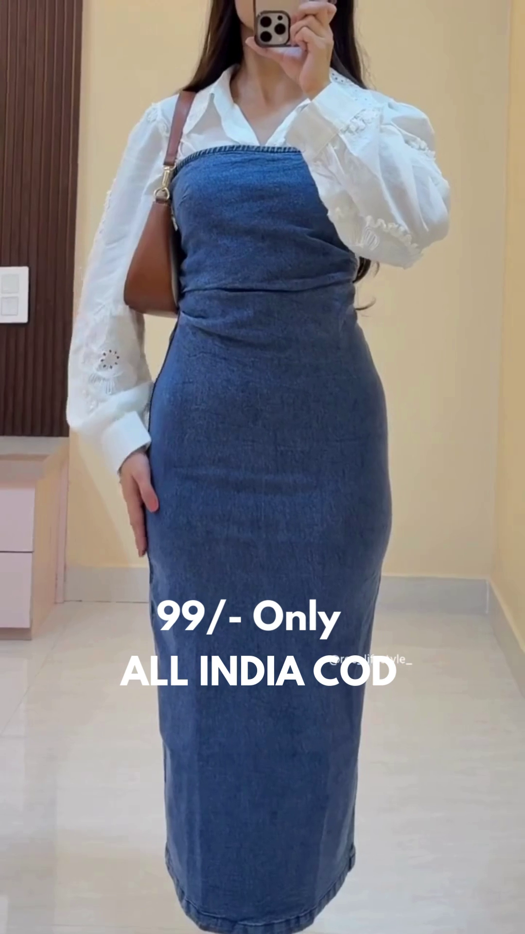 Women's Vintage Denim Button-Down Maxi Dress