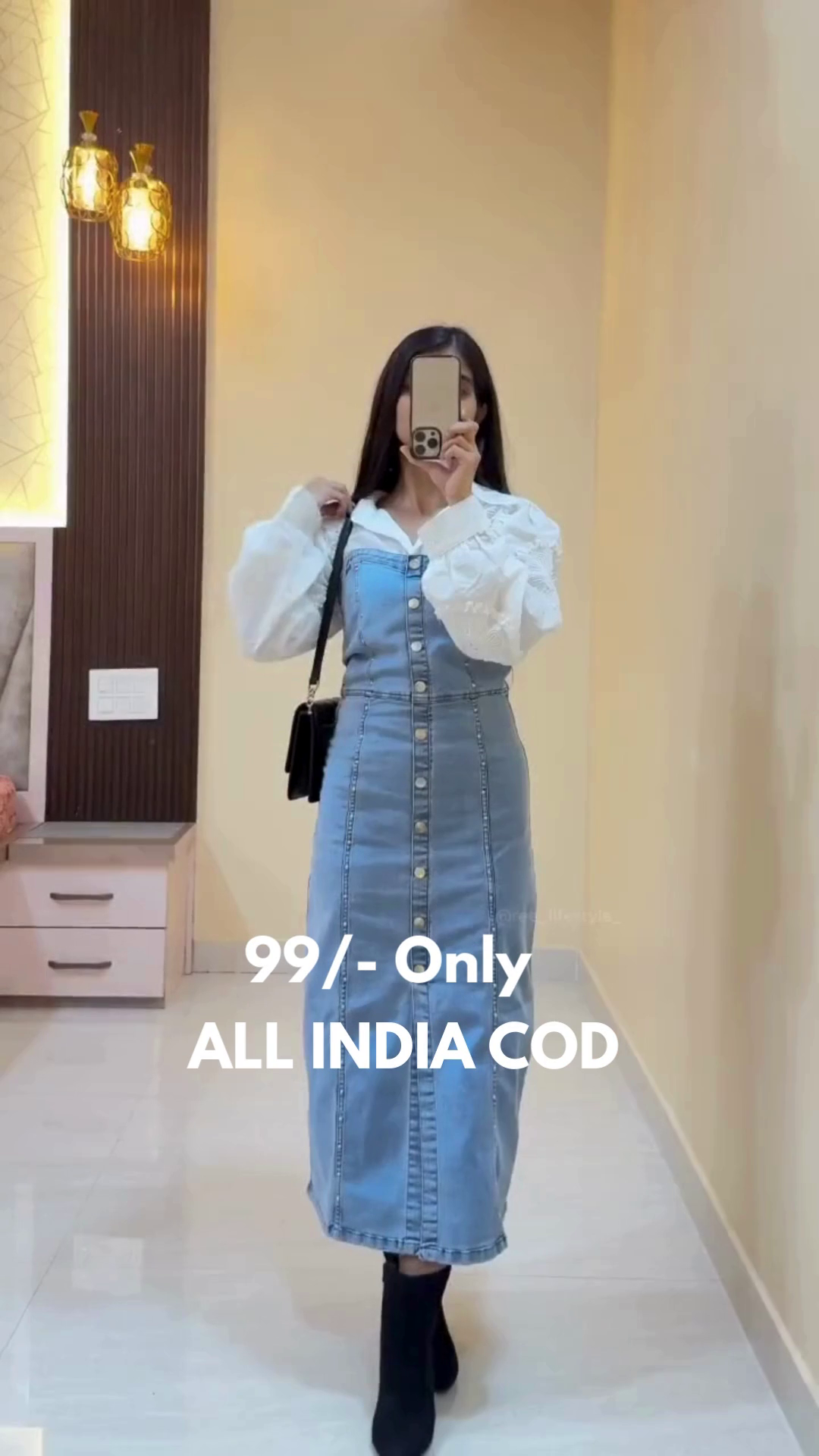 Women's Vintage Denim Button-Down Maxi Dress