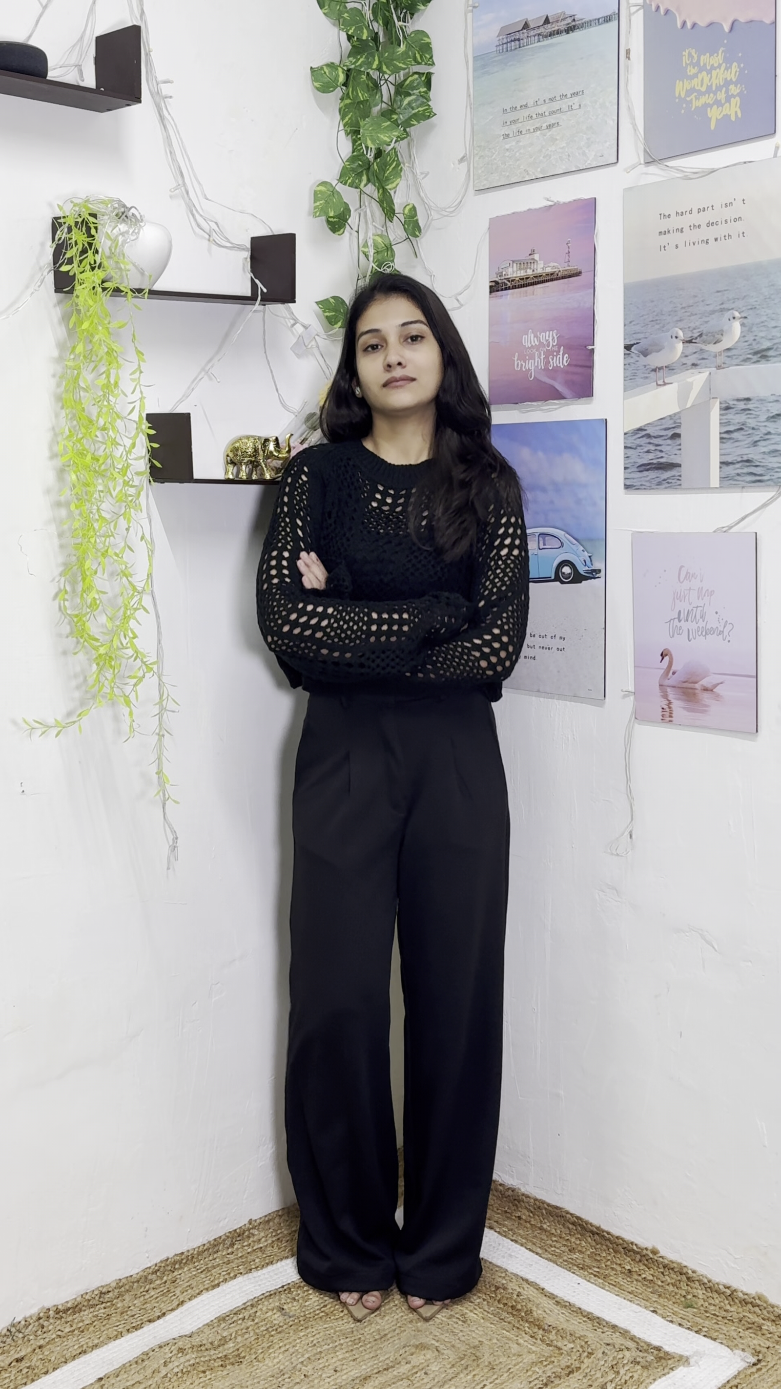 Women's Black Crochet Knit Top