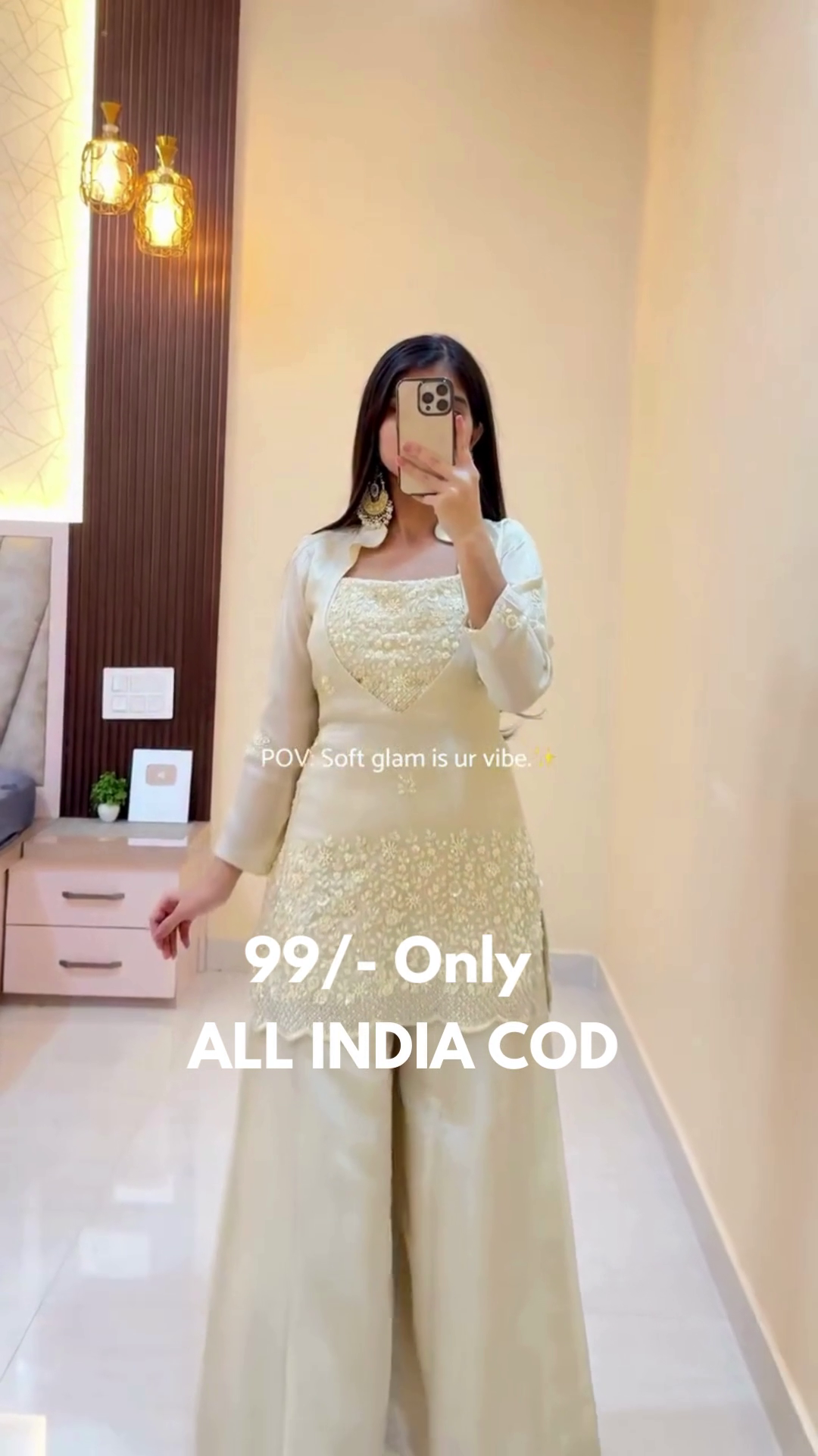 Elegant Embroidered Ivory Kurta Palazzo Set