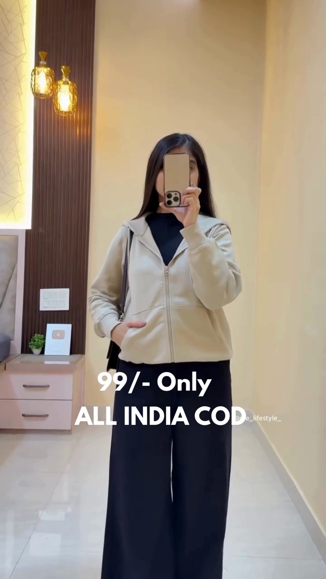 Cozy Beige Zip-Up Hooded Sweatshirt