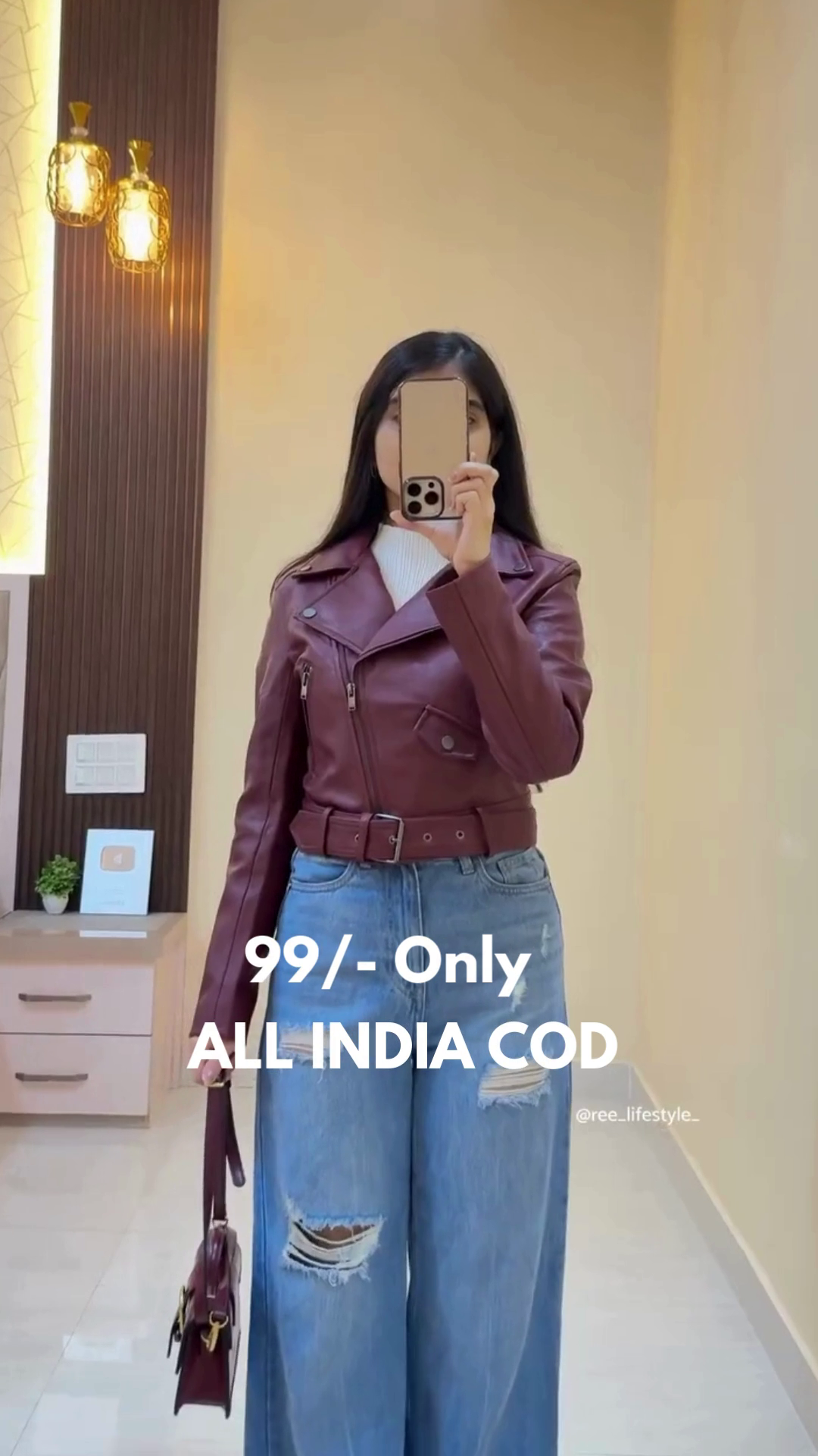 Chic Burgundy Faux Leather Jacket