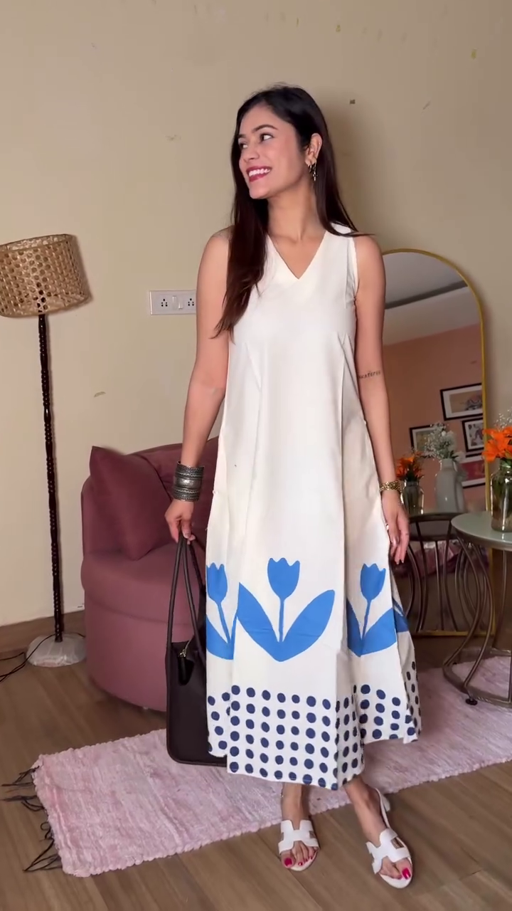 Women's Floral Print Sleeveless A-Line Maxi Dress