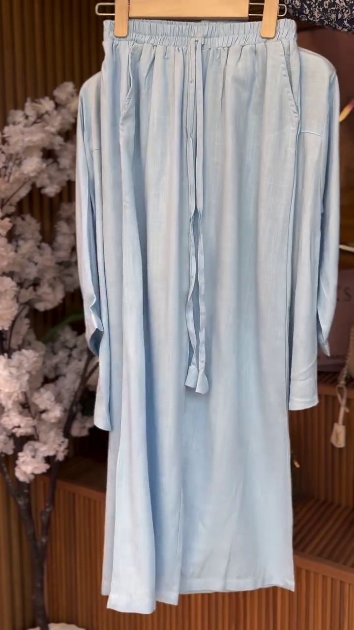 Sky Blue Embroidered Shirt with Shorts Set