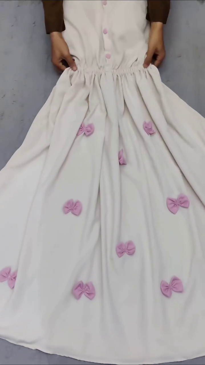 Pink & White Bow Embellished Maxi Dress