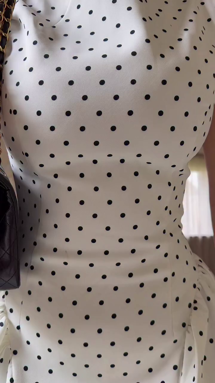 White Polka Dot Sleeveless  Midi Dress