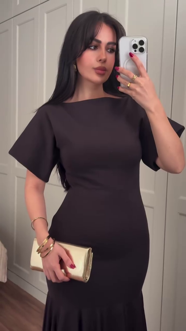 Women's Elegant Black Mermaid Maxi Dress
