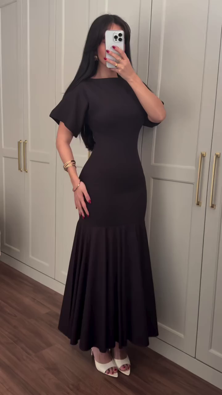 Women's Elegant Black Mermaid Maxi Dress