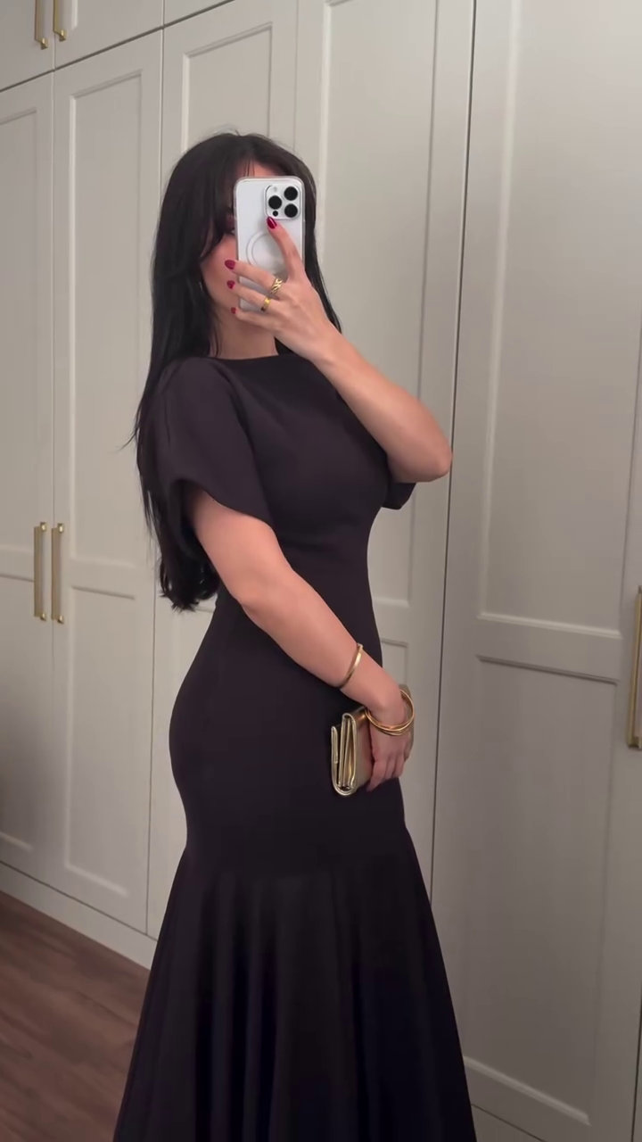 Women's Elegant Black Mermaid Maxi Dress