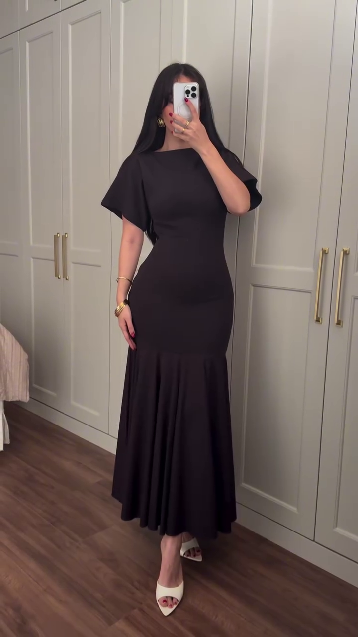 Women's Elegant Black Mermaid Maxi Dress